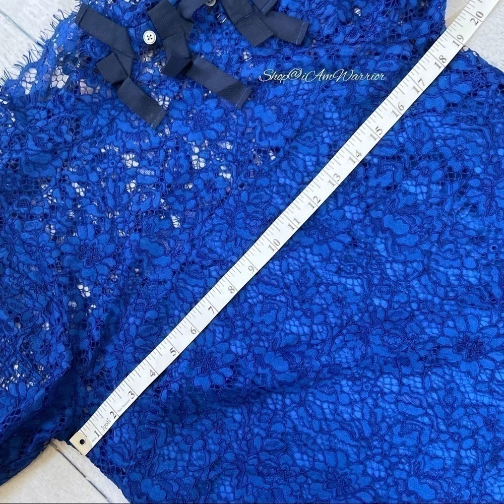 J.Crew NWT sapphire blue eyelash lace bow blouse *shop@iamwarrior